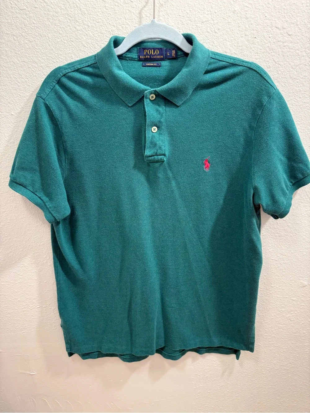 Polo Ralph Lauren Mens Green Short-Sleeve Iconic Mesh Polo Custom Fit Medium